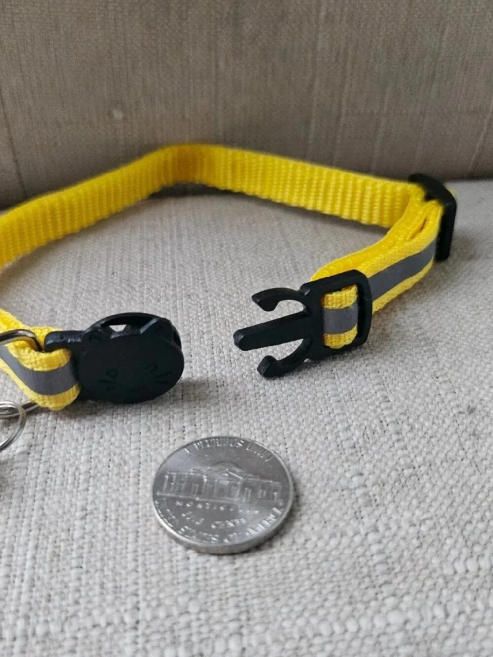 Cat Collar W/ Bell Yellow Nylon Collar Reflective Pet Collar Size Adjustable